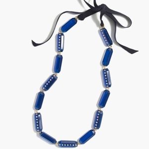J. Crew Blue Lucite and Pav Ribbon Necklace